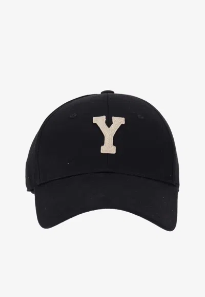Saint Laurent Embroidered Y Baseball Cap In Black