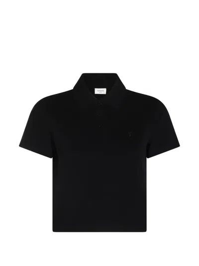 Saint Laurent Embroidered-logo Polo Shirt In Black