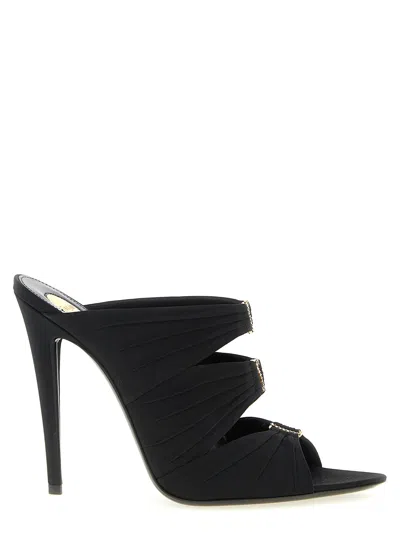 Saint Laurent Emilie 110 Crystal Embellished Satin Mules In Animal Print