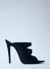 Saint Laurent Emilie 110 Crystal Embellished Satin Mules In Black