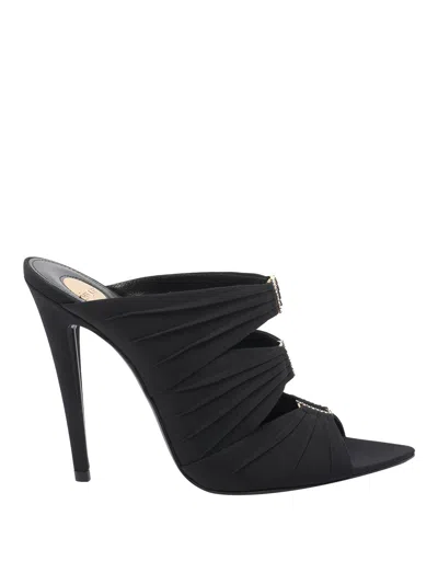 Saint Laurent Emilie 110 Crystal Embellished Satin Mules In Black