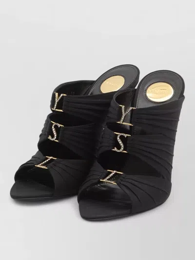 Saint Laurent Emilie Satin Crepe Stiletto Mules In Black