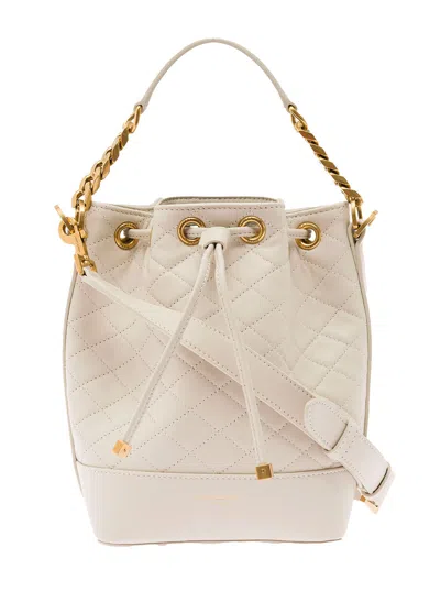 Saint Laurent Emmanuelle Ivory Colored Leather Crossbody Bucket Bag  Woman In Multicolor