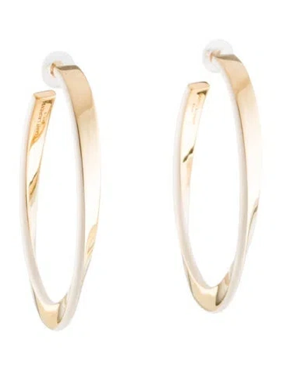 Pre-owned Saint Laurent Enamel Curved Oval Hoop Earrings In Neutral