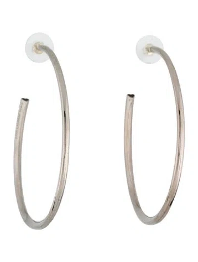 Pre-owned Saint Laurent Enamel Heart Hoop Earrings In Black