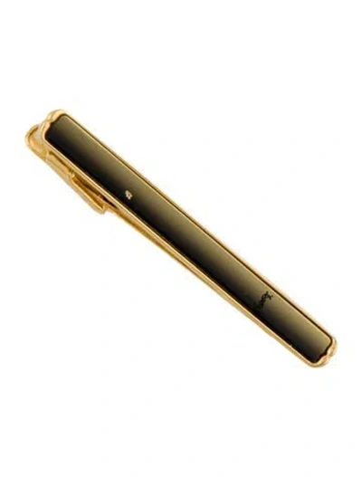 Pre-owned Saint Laurent Enamel Tie Clip In Black