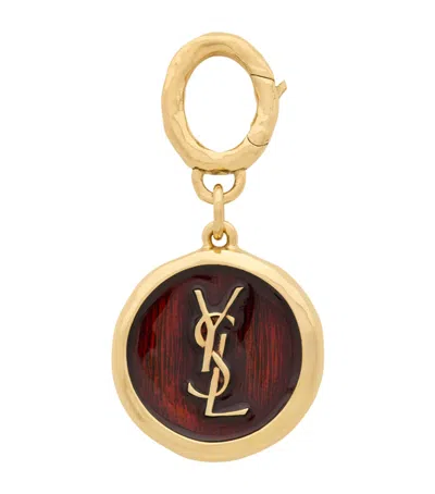 Saint Laurent Enamelled Cassandre Medallion Charm In Multi