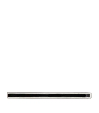 Saint Laurent Enamelled Tie Clip In Beige