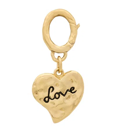Saint Laurent Engraved Heart Charm In Yellow