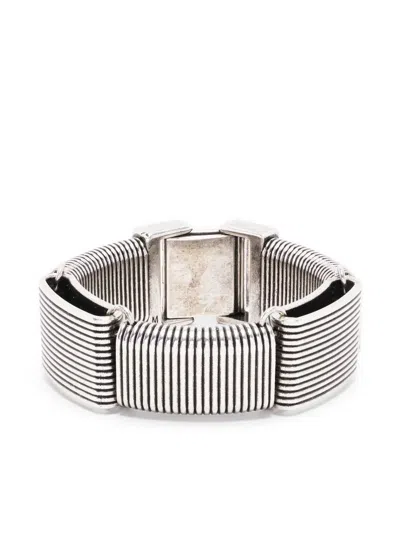 Saint Laurent Engraved-logo Bracelet In Grau