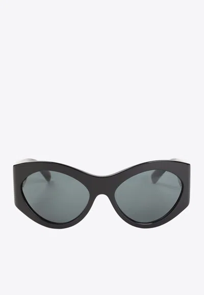 Saint Laurent Engraved Logo Butterfly Sunglasses In Orange