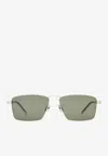 Saint Laurent Engraved Logo Square Sunglasses In Gray