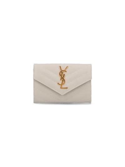 Saint Laurent Envelope Card Holder In White