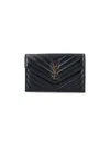 Saint Laurent Envelope Cassandre Chain Wallet In Black  