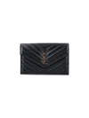 Saint Laurent Envelope Cassandre Chain Wallet In Nero