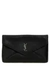 Saint Laurent Cassandre Large Black Envelope Clutch Bag With Logo Men In Black