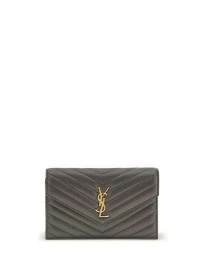 Saint Laurent Envelope Cassandre Wallet In Black