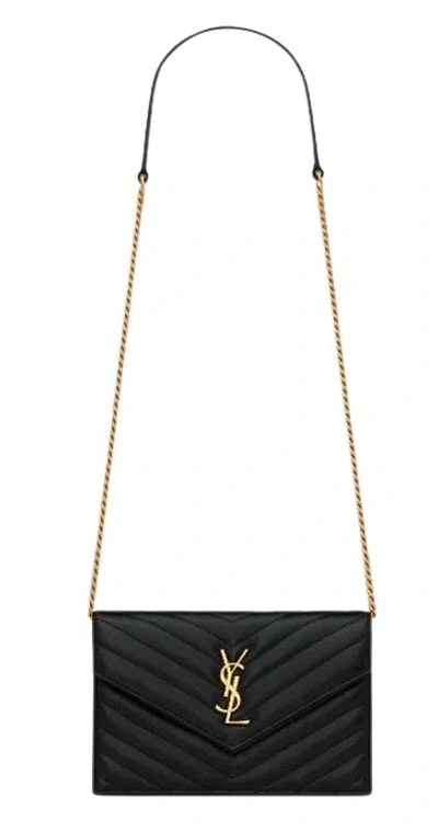 Saint Laurent Envelope Cassandre Wallet On Chain In Black