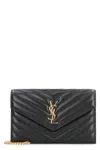 Saint Laurent Ysl Monogram Large Wallet On Chain In Grained Leather In Black