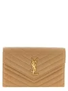 Saint Laurent Cassandre Envelope Chain Wallet In Lambskin In Brown
