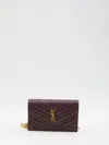 Saint Laurent Envelope Cassandre Wallet With Chain In Gray