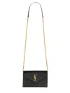 Saint Laurent "envelope Cassandre" Wallet With Chain In Black