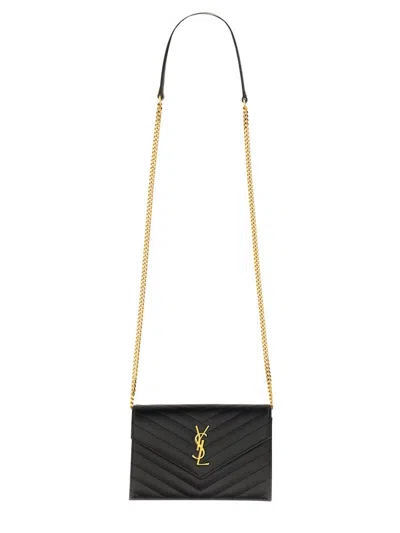 Saint Laurent "envelope Cassandre" Wallet With Chain