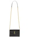 Saint Laurent "envelope Cassandre" Wallet With Chain In Black