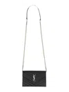 Saint Laurent "envelope Cassandre" Wallet With Chain In Black