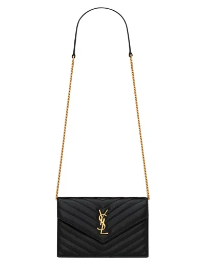 SAINT LAURENT "ENVELOPE CASSANDRE" WALLET WITH CHAIN