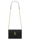 Saint Laurent "envelope Cassandre" Wallet With Chain In Black