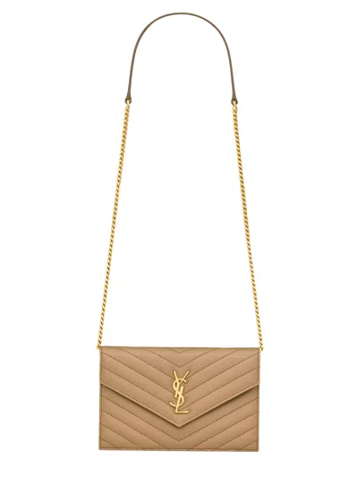 SAINT LAURENT "ENVELOPE CASSANDRE" WALLET WITH CHAIN