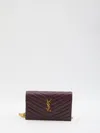 Saint Laurent Envelope Cassandre Wallet With Chain In Red