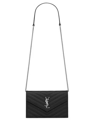 Saint Laurent Envelope Casseandre Mini Wallet With Chain Strap - 12.5 X 19 X 3.5 Cm In Black