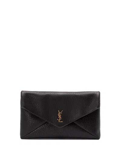 Saint Laurent `envelope` Chain Pouch In Black