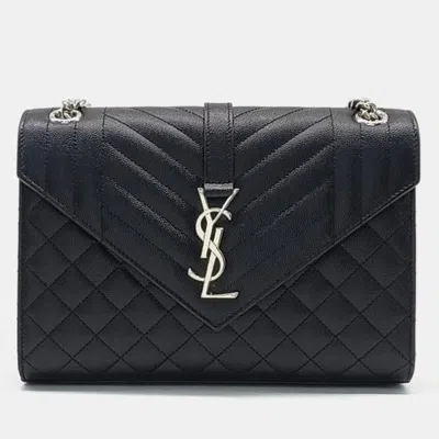 Pre-owned Saint Laurent Envelope Chain Shoulder Bag In Black