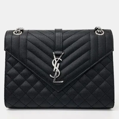 Pre-owned Saint Laurent Envelope Chain Shoulder Bag In Black