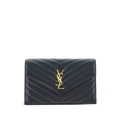 Saint Laurent Envelope Chain Wallet In Black