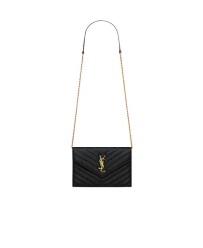 Saint Laurent Envelope Chain Wallet In Black
