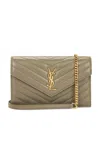 Saint Laurent Envelope Chain Wallet In Strong Moss