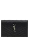 Saint Laurent Monogram Grain De Poudre Leather Wallet On Chain In Black