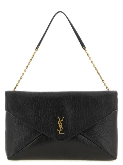 Saint Laurent Cassandre Xxl Envelope Pouch On Chain In Lambskin Bags In Black