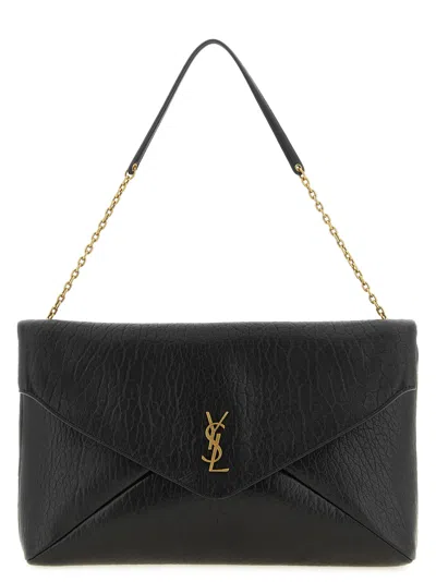 Saint Laurent Envelope Large Clutch Bag In Black