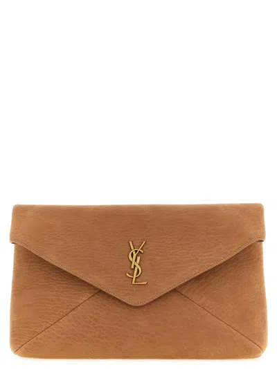 Saint Laurent Envelope Large Clutch Bag In Sand
