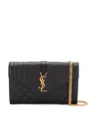 Saint Laurent Ysl Monogram Quilted Envelope Clutch Bag In Black