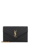 Saint Laurent Envelope Leather Wallet On Chain In Black