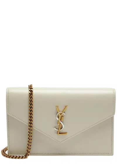 Saint Laurent Envelope Leather Wallet On Chain, Leather Wallet, White