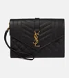 Saint Laurent Ysl Monogram Quilted Envelope Clutch Bag In Black
