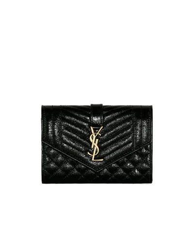 Saint Laurent Envelope Matelassé Small Wallet In Pattern
