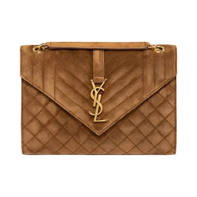 Pre-owned Saint Laurent Envelope Medium Lambskin 'orange Caramel Cognac' | Tan | Women's Size Onesize